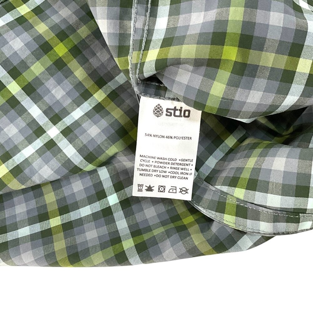 Stio Eddy Tech Shirt Mens Medium Green Plaid Long Sleeve Pearl Snap UPF 50+ - Picture 8 of 13